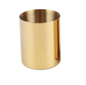 Jarrón dorado de latón de estilo nórdico de 2021, 400ml, portalápices cilíndrico de acero inoxidable para soporte, portalápices multiuso, soporte para taza