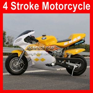 2021 49CC 50CC 4 Tiempos Deportes Motocicleta pequeña Locomotora Moto Bicicletas Mini Superbike Arranque manual Scooter Kart Regalo para niños Carreras Autobike real Moto de gasolina