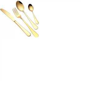 2021 4 stks / set gouden bestek lepel vork mes thee lepel mat gouden roestvrijstalen voedsel zilverwerk servies sets