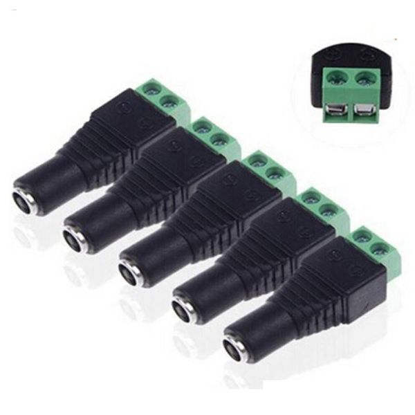 2021 Conectores CC hembra de 5,5 mm x 2,1 mm Conectores de alimentación con conector macho para módulos de tira LED Adaptador de corriente CA