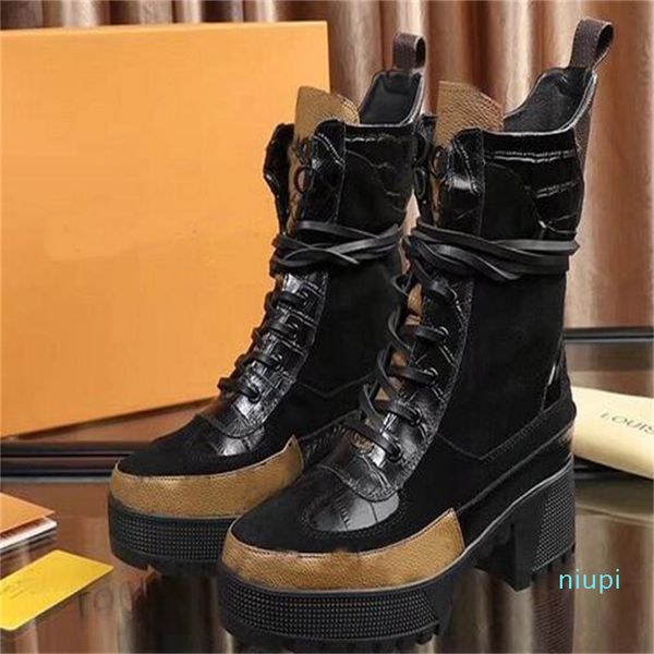 2021 5A Botas de plataforma Laureate para mujer, Bota de desierto World Tour, Botines, Tacones de 5 cm, Vienen con bolsa para el polvo + Caja de zapatos 635