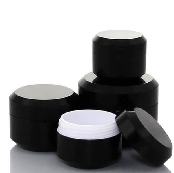 2021 5G 10G 15G 30G Leere Creme Jar Kunststoff Kosmetische Verpackung Flasche Schwarz Lidschatten Make-Up Verpackung topf