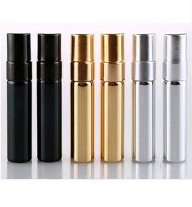 Bouteille de parfum rechargeable en verre vide UV de 5ML, atomiseur, bouteille de parfum en Spray, couleur or argent noir