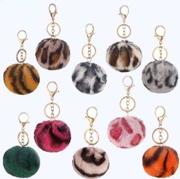 2021 8 cm Twee-kleuren konijnenbont bal sleutelhanger tas pluche auto sleutelhanger houder hanger sleutelhanger ringen voor vrouwen mode-sieraden