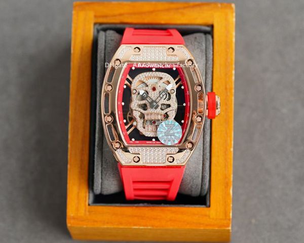 2021 AAA le plus de mode diamant montre fûts carré évider automatique conception mécanique bande de sport rose rouge phnom penh arche montres pour hommes bracelet de luxe designer