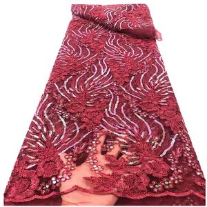 2021 tissu africain Voile suisse de haute qualité avec paillettes mode dentelle française 5 Yards pour robe RF-160278r