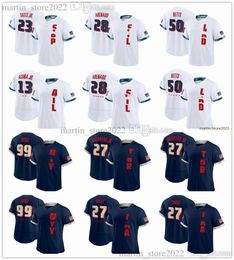 Camisetas de béisbol All-Star 2021 27 Vladimir Guerrero Jr. Mike Trout 99 Aaron Judge 28 Matt Olson 23 Nelson Cruz 11 José Ramírez Bo Bichette 13 Salvador Pérez José Altuve