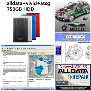 Logiciel de réparation automatique Alldata 2021 toutes les données v10 53 atsg atelier vif avec disque dur de 750 Go305k