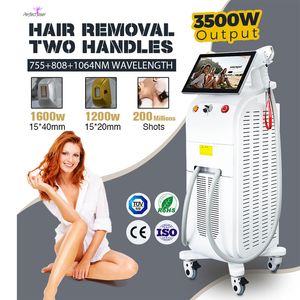 IJskoeling Triple Wave Laser Machine 755 808 1064 Nm diode Lazer Hairverwijdering Permanente Wax Salon Beauty Equipment 2 Handgrepen 3500W Sterke kracht