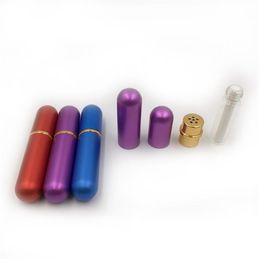 2021 Aluminium lege nasale inhalator navulbare flessen voor aromatherapie Essentiële oliën met katoenen wieken van hoge kwaliteit