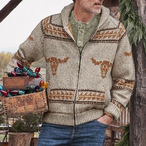 Chaquetas para hombre Amazon Europa y América Comercio exterior Suéter transfronterizo Tendencia de ocio Tops de lana estampados Trench