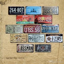 2021 American Colorado Florida Vintage Garage Numéro de voiture Plaque d'immatriculation En métal Signes en étain Mur Art Peinture Camion 30 * 15CM Numéros Shabby Chic