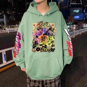 2021 Felpa con cappuccio stampata Anime Jojo Bizarre Adventure Felpa unisex Pullover Hip Hop manica lunga Abbigliamento H1227