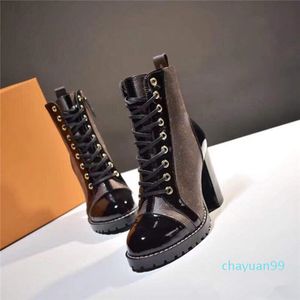 2021 Ankle Boots Luxe Damesontwerper Dikke Hoge Heel Luxur y Design Martin B Oots Ladies Fashion Winter Korte BOT OTS 9,5 cm P