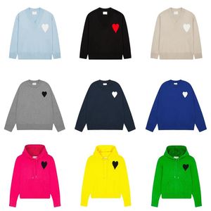 Pull tricoté de créateur de mode pour hommes, couleur unie, cœur rouge brodé, grand amour, col rond, manches courtes