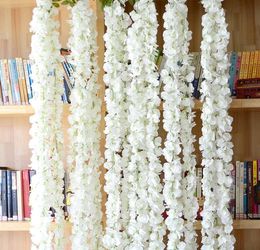 2021 Kunstmatige Hortensia Wisteria Flower for DIY Simulation Wedding Arch Square Rattan Wall Hanging Mand kan extensie zijn