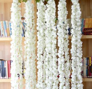 2021 Kunstmatige Hortensia Wisteria Flower for DIY Simulation Wedding Arch Square Rattan Wall Hanging Mand kan extensie zijn