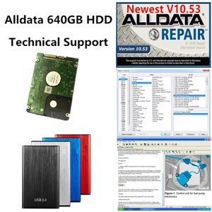 2021 Autoreparatiesoftware Alldata V10 53 levendig 10 2 atsg in 640GB HDD met technische ondersteuning voor auto's en vrachtwagens USB 3 0255o