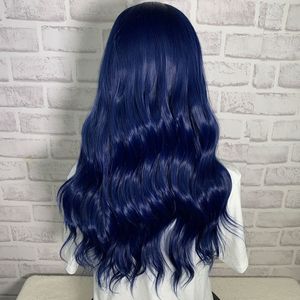 2021 Automne et hiver Mode Loisirs Gradient Blue Front Lace Wig Set Perruques européennes et américaines Femmes avec de grosses vagues et de longues boucles de