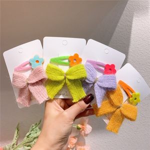 Épingles à cheveux princesse en peluche pour fille, nouvelle mode automne et hiver 2021, fleur BB Clip, nœud en laine pour enfants, épingles à cheveux, accessoires pour cheveux