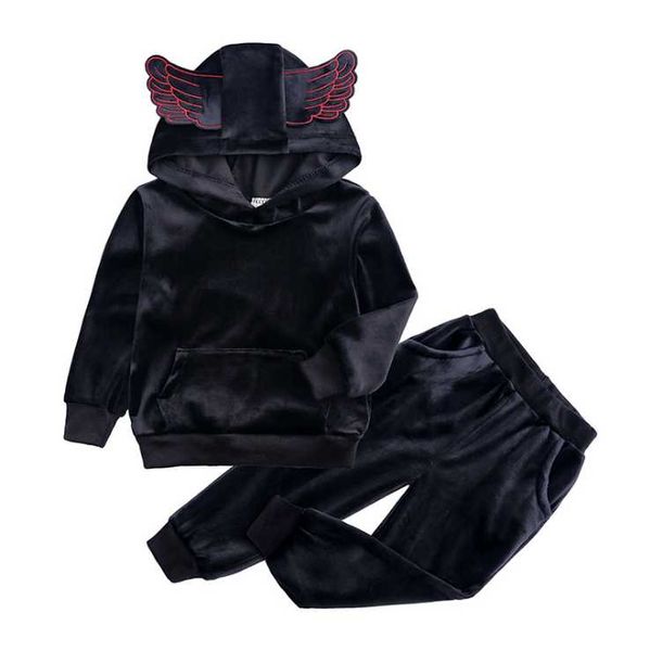 2021 otoño moda bebé niña conjuntos de ropa de terciopelo de manga larga chaqueta con cremallera sólida + Pantalones 2 uds bebes chándal conjunto de ropa de bebé niño