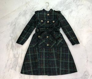 2021 Autumn Green Plaid Lange vrouwen