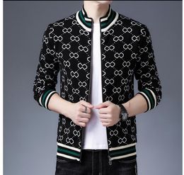 2021 automne net rouge même style hommes chandails coréen mince fermeture éclair tricot cardigan hommes à la mode marque baseball col chandail hommes