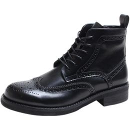 2021 otoño nuevas botas para hombre talla grande 38-44 Vintage Brogue estilo universitario zapatos de hombre Casual moda con cordones botas cálidas para hombre