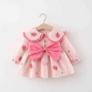 2021 automne nouveau-né bébé filles mignon arc robe pour bébé 1er anniversaire princesse robes enfant en bas âge fille vêtements vêtements pour bébés G1129