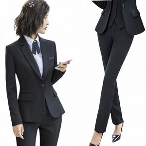 2021 Automne Office Lady Work Costumes Femmes Professionnel Busin 2 Pièces Ensemble Pantalon Formel Blazer Costume Femme Vêtements 4XL XXXL Y71H #