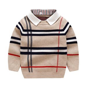 2021 Autumn Winter Boys Sweater Knitted Striped Sweater Toddler Kids Long Sleeve Pullover Children Fashion Sweaters Clothes