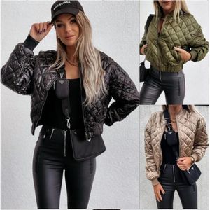 2021 automne hiver nouveau style européen et américain femmes vestes mode couleur unie courte fermeture éclair coton manteaux