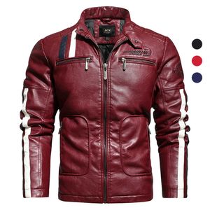 2021 Automne Hiver Plus Taille Veste en cuir pour hommes Vintage Veste de moto Outwear Homme Loisirs Chaud Camping en plein air Pardessus P0813