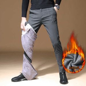 2021 automne hiver Smart pantalons décontractés hommes polaire mince Stretch pleine longueur sauvage pantalon droit mode mâle haute qualité marée Y0927