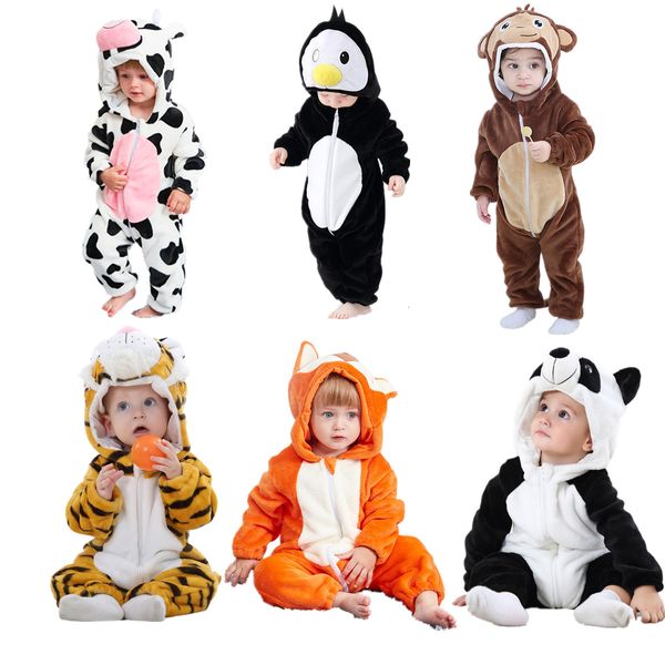 2021 bébé garçons Girs combinaison Diasaur flanelle Onesie infantile Bebe barboteuse garçons vêtements enfant en bas âge mignon animaux Costumes livraison directe_xm