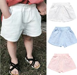 2021 Baby Jongens Shorts Zomer Katoen Solid PP Linnen Shorts voor Meisjes Harem Broek Peuter Kinderen Korte Casual Kinderkleding