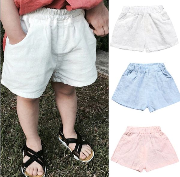 2021 bébé garçons Shorts été coton solide PP lin Shorts pour filles sarouel enfant en bas âge enfants court décontracté enfants vêtements