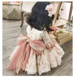 2021 Baby Meisje Vintage Lolita Baljurk Kant Jurk Spaanse Turkije Prinses Jurken voor Peuter Meisje Bruiloft Verjaardagsfeestje Frock G1129