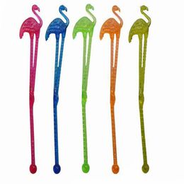 2021 Bar Gereedschap Flamingo Shape Disposable Swizzle Stick Melk Thee Koffie Plastic Roerstokken Creatieve Muddler Cartoon Leuk Roze