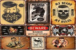 2021 Barber Shop Wall Poster Haar geknipt Vintage Metal Tin Signs Bar Pub Home Decor My Beard My Rules Wandplaten scheren metaal SI268T7562414