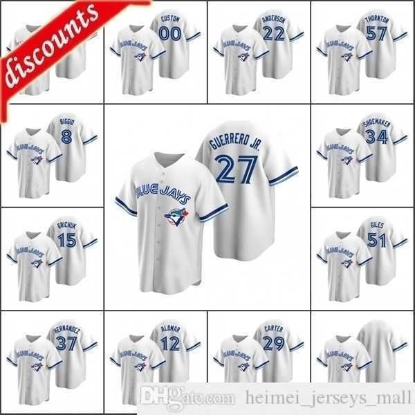 2021 Baseball Hommes 12 Roberto Alomar Maillots Cousus 27 Vladimir Guerrero Jr. 22 Chase Anderson Personnalisé Femmes Jeunesse Cooperstown Collection