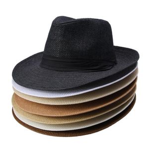 2021 strandhoed stro caps buiten vakanties mode unisex hoeden zomer zon strand gras vlecht fedora trilby breed bruin rietje cap