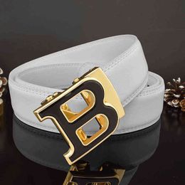 2021 ceinture hommes en cuir véritable boucle automatique marque décontracté jeunesse B lettre jean ceintures pour hommes luxe concepteur noir blanc Y1204