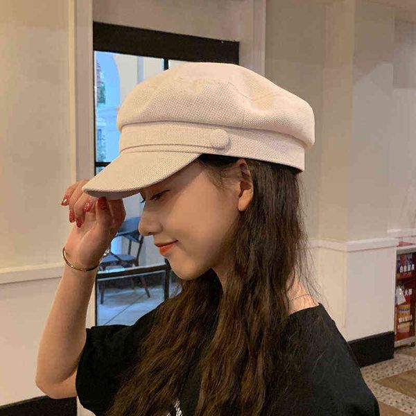 2021 Bérets pour femmes Spring Summer Sun Hat Net Red Beret Femme Navy Hat Fashionable Octogne Retro Hats Cap Peak Cap J220722