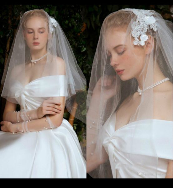 Voiles de mariage froncés en Tulle, une couche avec appliques en dentelle, sur mesure, magnifique voile de mariée, meilleure vente