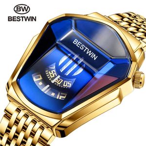 2021 Bestwin Merk Luxe Mode Sport Militaire Horloge Mannen Gouden Quartz Polshorloges Man Clock Casual Chronograph Horloge X0625