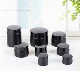 2021 Black Frosted Glass Jars Cosmetische Crème Fles Fles Travel Dispenser Jar met Binnen PP Cover 5G tot 100 G