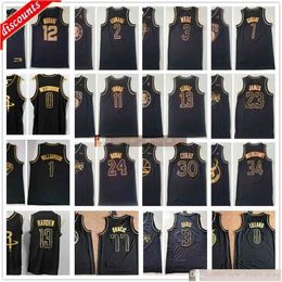 2021 Zwart Gouden Basketbal Jerseys Ja 23 James Luka 12 Morant 77 Doncic Leonard Harden Lillard Westbrook Williamson Davis Shirt