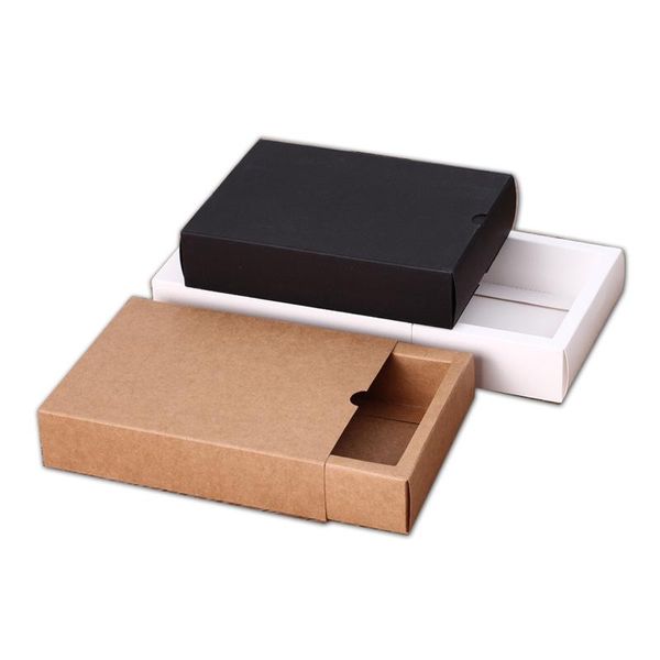 2021 Black Kraft Gift Embalaje Cajas de cartón Blacks Embalaje Caja de regalo Blanco Caja de cajón Favor de la boda Cajas de cajones delicados