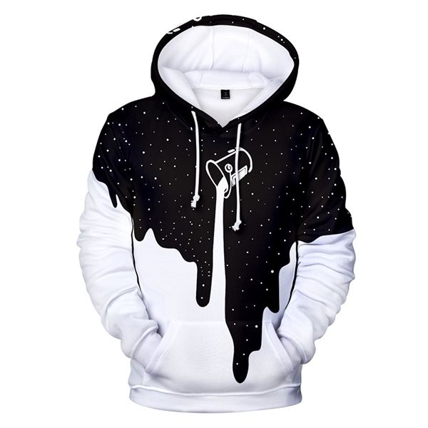 2021 Noir Verser Lait Étoilé Seau De Peinture Hommes À Capuche 3D Tie Teint Imprimé Plus La Taille À Capuche Bluzy Dla Par Coton Sweat 4XL Y0809